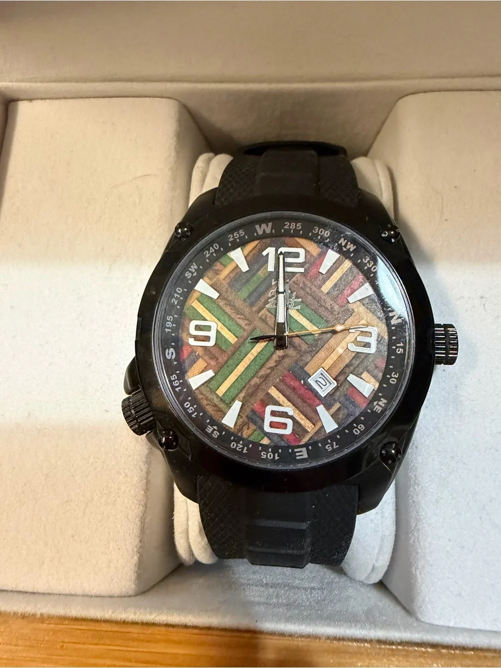 2nd Shot Pioneer Recycled Skateboard Watch 45mm Black Rubber Band New in Box
